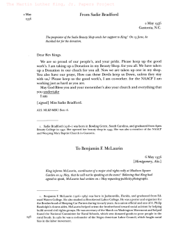 From Sadie Bradford To Benjamin F. McLaurin The Martin Luther