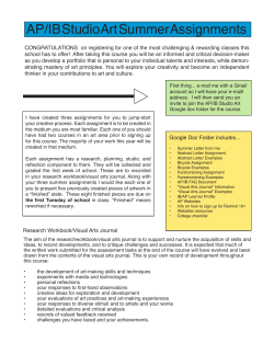 AP/IB Studio Art Summer Assignments