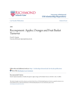 Recoupment: Apples, Oranges and Fruit Basket