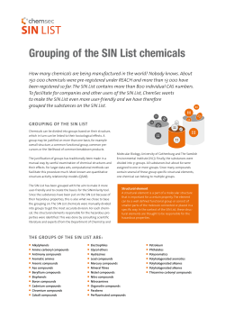 Grouping of the SIN List chemicals