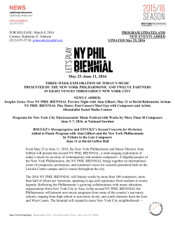 May 23&ndash;June 11, 2016 - New York Philharmonic