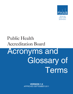 Acronyms and Glossary of Terms - Public Health Accreditation Board