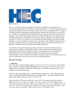 The Giver Issues and Themes Prompts - HEC-TV