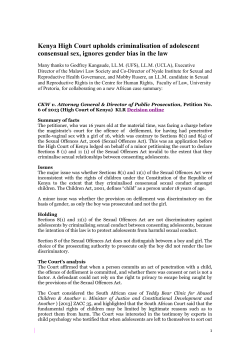 Kenya High Court upholds criminalisation of adolescent consensual