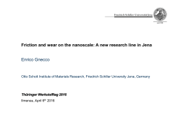 Friction and wear on the nanoscale: A new research line in Jena