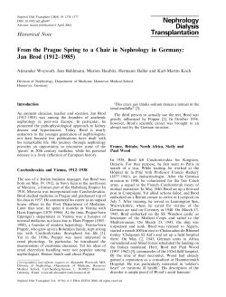 From the Prague Spring to a Chair in Nephrology in Germany: Jan