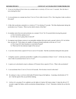 HONORS PHYSICS CONSTANT ACCELERATION WORD