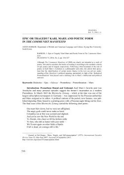 EPIC OR TRAGEDY? KARL MARX AND POETIC FORM IN THE