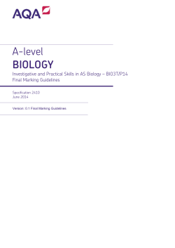 A-level Biology Mark scheme Unit 03T - (P14) ISA June 2014