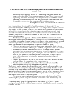 Close Reading "White-Faced Bromeliads on 20 Hectares"