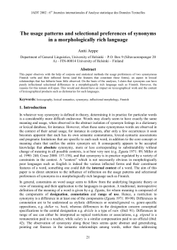 The usage patterns and selectional preferences of synonyms in a