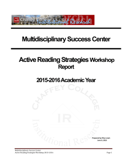 Multidisciplinary Success Center Active Reading Strategies Workshop