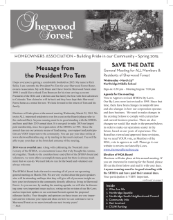 Message from the President Pro Tem