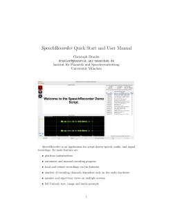 SpeechRecorder Quick Start and User Manual