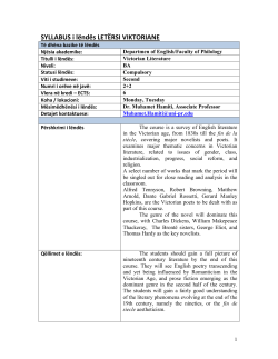 SYLLABUS i l&euml;nd&euml;s LET&Euml;RSI VIKTORIANE