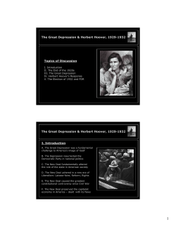Topics of Discussion The Great Depression