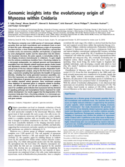 Genomic insights into the evolutionary origin of Myxozoa within