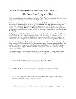 The Open Door Policy and China