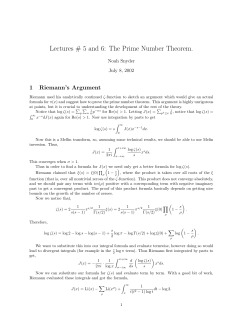 Lectures # 5 and 6: The Prime Number Theorem.