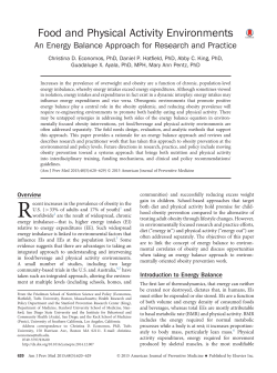 Food and Physical Activity Environments: An Energy Balance