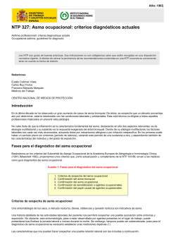 NTP 327: Asma ocupacional: criterios diagn&oacute;sticos actuales