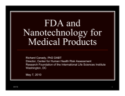 US FDA and Nanotechnology for Medical Products