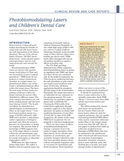 Photobiomodulating Lasers and Children`s Dental Care