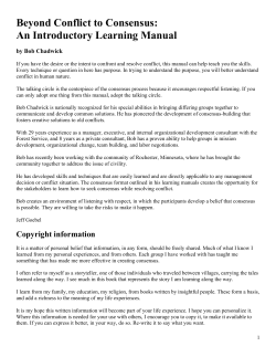 Beyond Conflict to Consensus