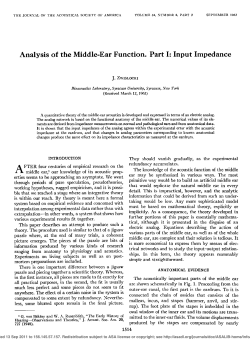 Analysis of the Middle-Ear Function. Part 1: Input