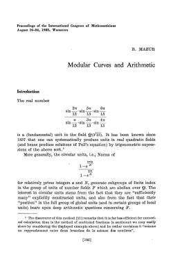 Modular Curves and Arithmetic - International Mathematical Union