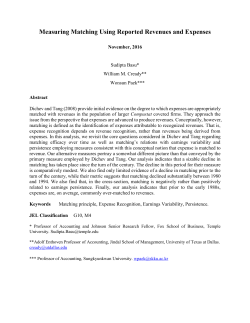 Measuring Matching Using Reported Revenues and Expenses