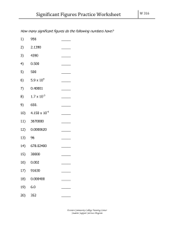 Significant Figures Practice Worksheet