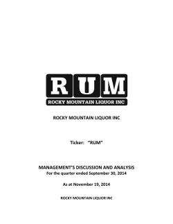 anderson`s liquor inc - Rocky Mountain Liquor Inc.