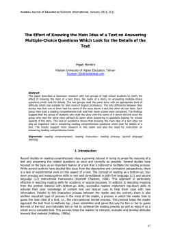 The Effect of Knowing the Main Idea of a Text on Answering