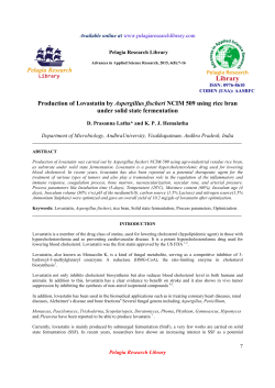 Production of Lovastatin by Aspergillus fischeri NCIM 509