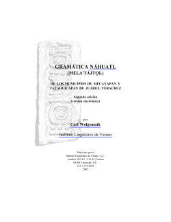 Gram&aacute;tica n&aacute;huatl de los Municipios de Mecayapan y Tatahuicapan