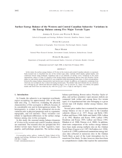 Surface Energy Balance of the Western and Central Canadian