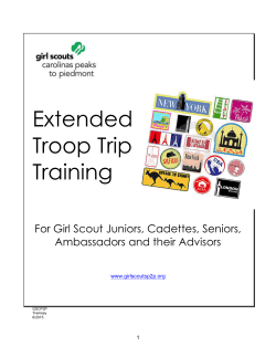 Extended Troop Trip Training - Girl Scouts Peaks to Piedmont
