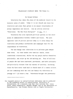 TELEVISION`S POPULIST BREW: THE THREE B`s By George