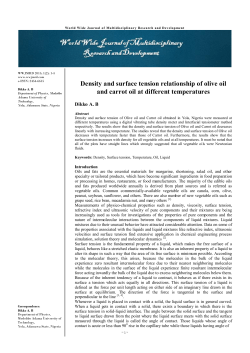 Density and surface tension relationship of olive oil and carrot oil at