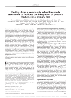 Findings from a community education needs assessment to