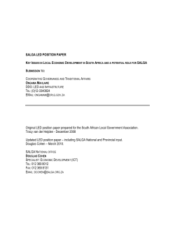SALGA Position Paper on Local Economic Development