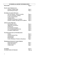 summer academy information - North Suburban Summer Academy