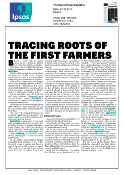 TRACING ROOTS OF THE FIRST FARMERS