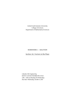 HOMEWORK 1 &ndash; SOLUTION Section 10.1 Vectors in the Plane