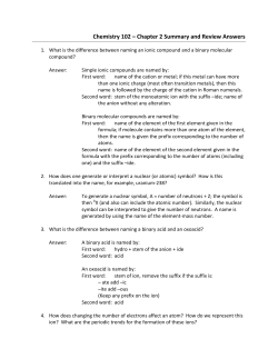 Chemistry 102 &ndash; Chapter 2 Summary and Review Answers