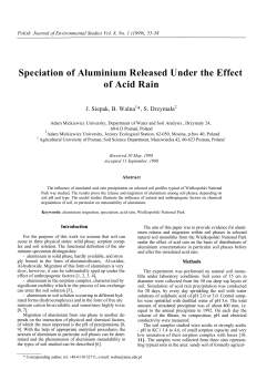 Speciation of Aluminium Released Under the Effect of Acid Rain
