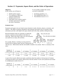 Section 1.5 Exponents, Square Roots, and the Order