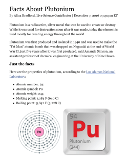 Facts About Plutonium