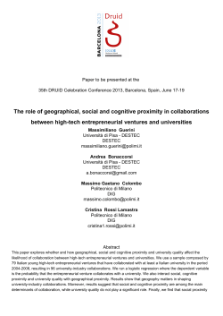 The role of geographical, social and cognitive proximity in